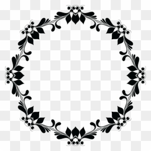 Free Clipart Of A Floral Frame - Circle Flower Frame Black And White Png