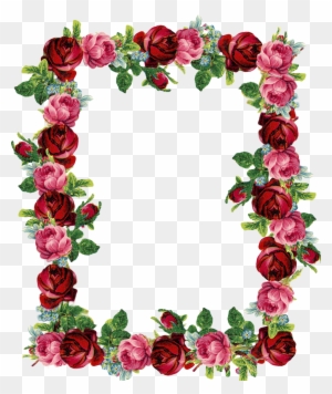 Free Digital Vintage Rose Frame And Border - Transparent Background Rose Border