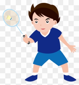 Badminton Sport Racket Shuttlecock Clip Art - Playing Badminton Clipart Boy