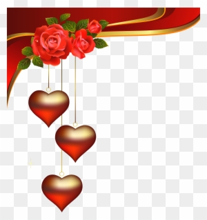 Decorative Hearts Pendants With Roses Element Png Clipart - Whatsapp Status Video Download