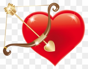 Red Heart With Cupid Bow Png Clipart Picture - Heart With A Bow And Arrow