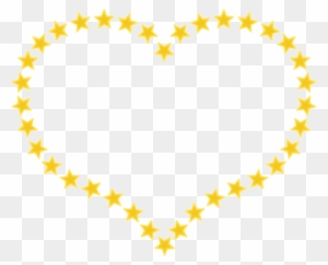 Heart Stars Border Outline Yellow Design Element - Star In Heart Shape