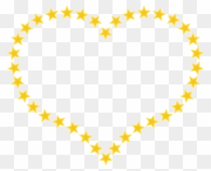 Heart Stars Border Outline Yellow Design Element - Star In Heart Shape