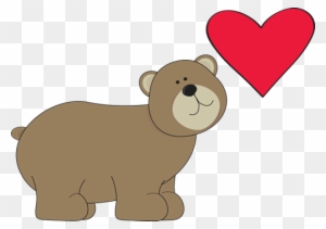 Brown Bear With Red Heart Clip Art - Bear Dressed Up As A Bee
