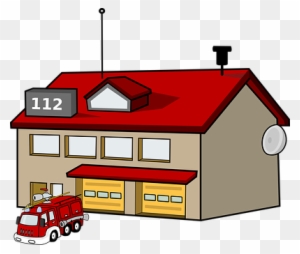 Fire Station House Building Fire Engine Tr - Fire Station Clipart