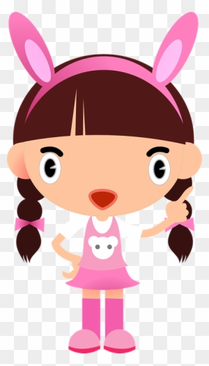Child, Kid, Bunny, Easter - Cute Cartoon Girls