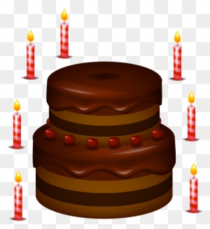 Chocolate Cake With Candles Png Clipart - Birthday Cake No Candles