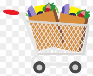Grocery Goods Clip Art - Shopping Cart With Food Clipart