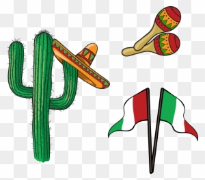 Mexico Mexican Cuisine Burrito Taco - Cinco De Mayo Illustration With Mexican Elements Cufflinks
