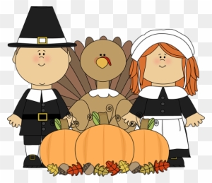 Pilgrims, Turkey And Harvest - Thanksgiving Pilgrim Clipart