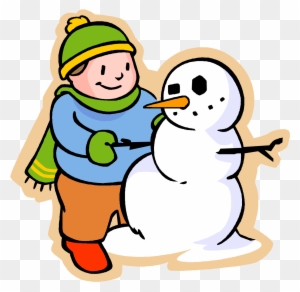 Free Weather Clipart - Boy Making A Snowman Drawing
