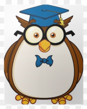 Wise Owl Teacher Cartoon Character With Glasses And - Teacher Owl