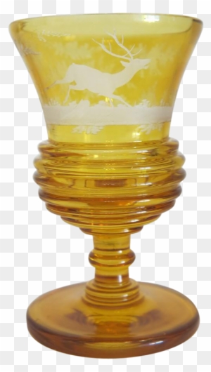 Bohemian Amber Crystal Glass Goblet, Ca - Champagne Stemware