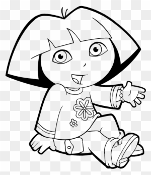 Dora The Explorer Are Sitting Coloring Pages - Black And White Picture Dora The Explorer