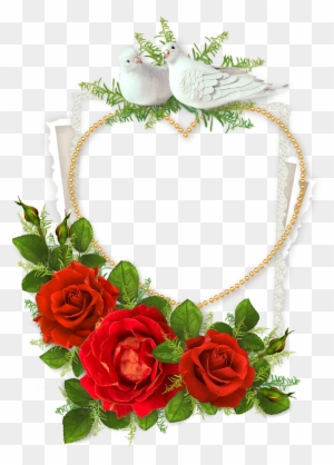 Heart Shaped Photo Frame With Doves And Red - Good Morning Happy New Week