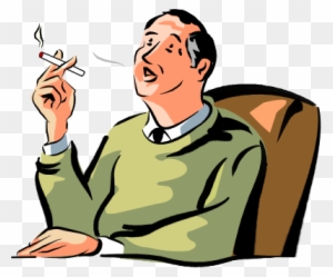 Man Smoking At Desk Cartoon - Smoking Cartoon Png
