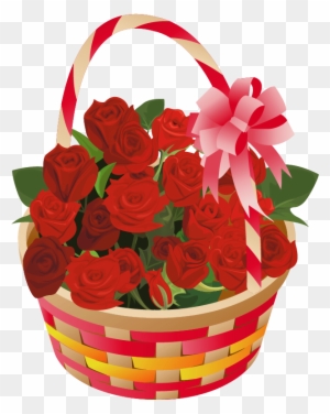 Basket Clipart Valentine's Day - Valentine's Day Flowers Clipart