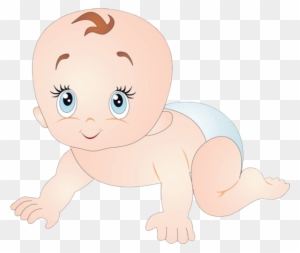 Diaper Crawling Infant Cartoon - Cartoon Baby With Big Eyes
