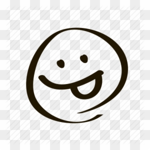 Drawn Tongue Icon - Hand Drawn Smiley Face Tongue