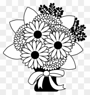 Flowers Arrangements Clipart Black And White