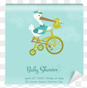 Baby Shower Or Arrival Card With Stork - Please Join Us Baby Shower