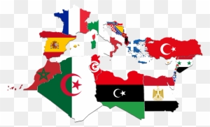 World Map With Country Names And Flags Mediterannean - Flags Of The Mediterranean Countries