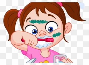 Illustration Of Girl Brushing Her Teeth - Girl Brushing Teeth Cartoon