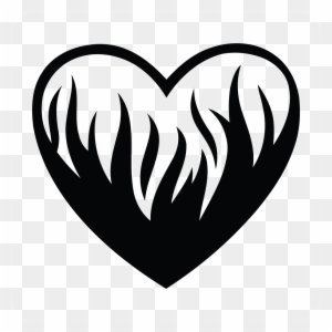 Heart Border Clipart For Kids - Flaming Heart Black And White