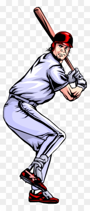 Vector Illustration Of American Pastime Sport Of Baseball - Clip Art Baseball Player Png
