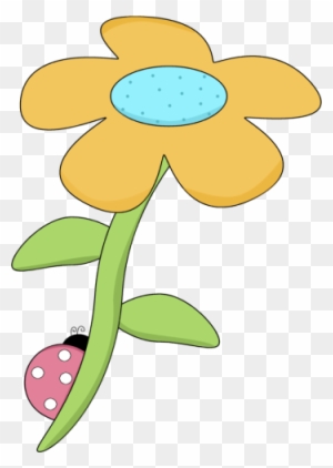 Yellow Spring Flower With A Ladybug Clip Art - My Cute Graphics Spring