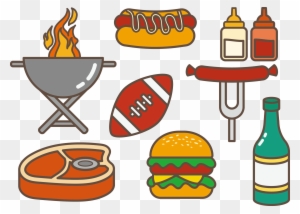 Tailgate Party Hamburger Hot Dog Barbecue Clip Art - Tailgate Food Drawing