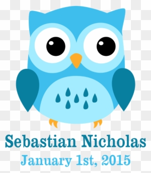 Blue Owl Custom Baby Name Birthdate Teddy Bear - Blue Night Owl Shower Curtain