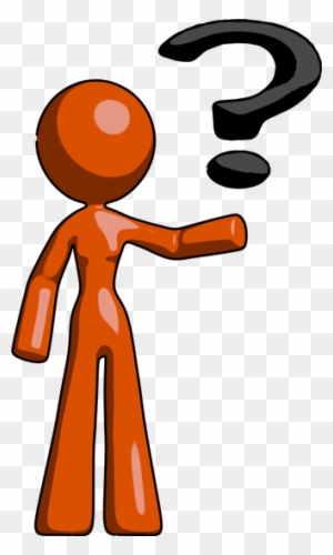 Orange Design Mascot Woman Holding Question Mark - Question Mark