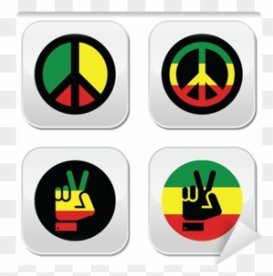 Rasta Peace, Hand Gesture Vector Icons Set Wall Mural - Peace And Love ...