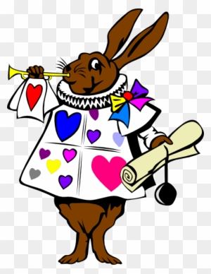 Heart Bunny With Trumpet Clip Art - Alice In The Wonderland Rabbits