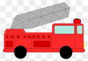 Outline, Man, Fireman, Fire, Engine, Car, Cartoon - Red Fire Truck Clip Art