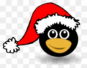 Christmas Penguin Clipart Black And - Penguin Santa Yard Sign