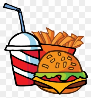 Fast Food Cheeseburger Drink With French Fries Tattoo - Cartoon Hamburger And Fries