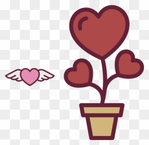 Heart Flower Icon - Vaso De Flor Coração Vetor