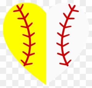 Softball-baseball Heart Divided - Baseball Softball Heart