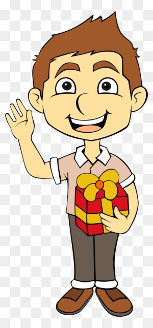 Big Image - Boy With Gift Clipart
