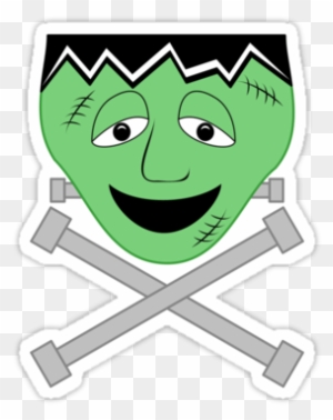Cartoon Frankenstein Monster Face And Crossbolts Stickers - Frankenstein's Monster