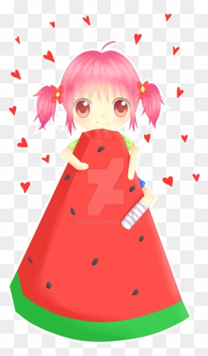 How To Draw Watermelon Slice Cute Step By Step Easy - Chibi Watermelon Girl