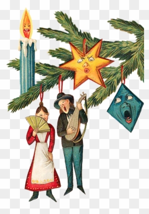 Singing Christmas Tree Decorations, Christmas Clip - Vintage Wunderliche Weihnachtsgruß-karte Karte