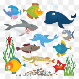 ocean animals underwater clipart black