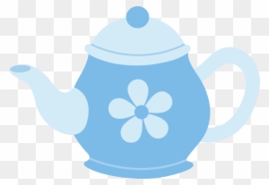 Blue Teapot With Flower - Blue Tea Pot Clip Art