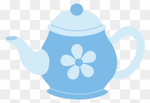 Blue Teapot With Flower - Blue Tea Pot Clip Art