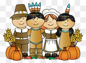 Children's Thanksgiving Clip Art - Thanksgiving Pilgrims And Indian