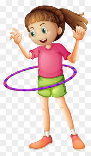Buy Girl Playing With Hulahoop By Interactimages On - Girl Sport Clipart Png