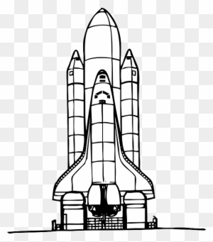 Cartoon Black, Science, Outline, Drawing, White, Cartoon - Space Shuttle Black And White